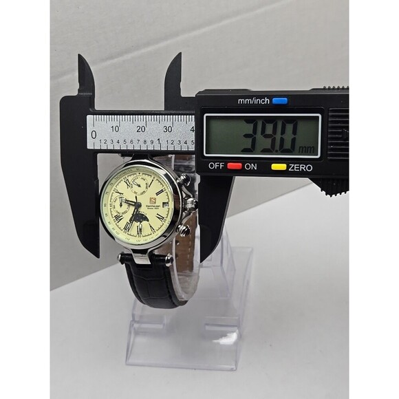 Steinhausen Marquise Automatic Watch Moon Phase Triple Calendar Silver Black - Picture 6 of 13